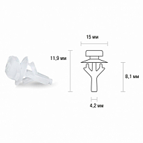 Клипса SKYWAYдля теплоиз.и уплотн.нажимная 4,2x15,0x11,9мм для а/м HONDA 244 min25